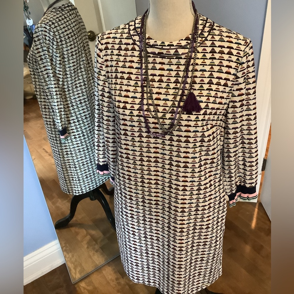 Ted Baker Purple and Winter White Long Sleeve Dress